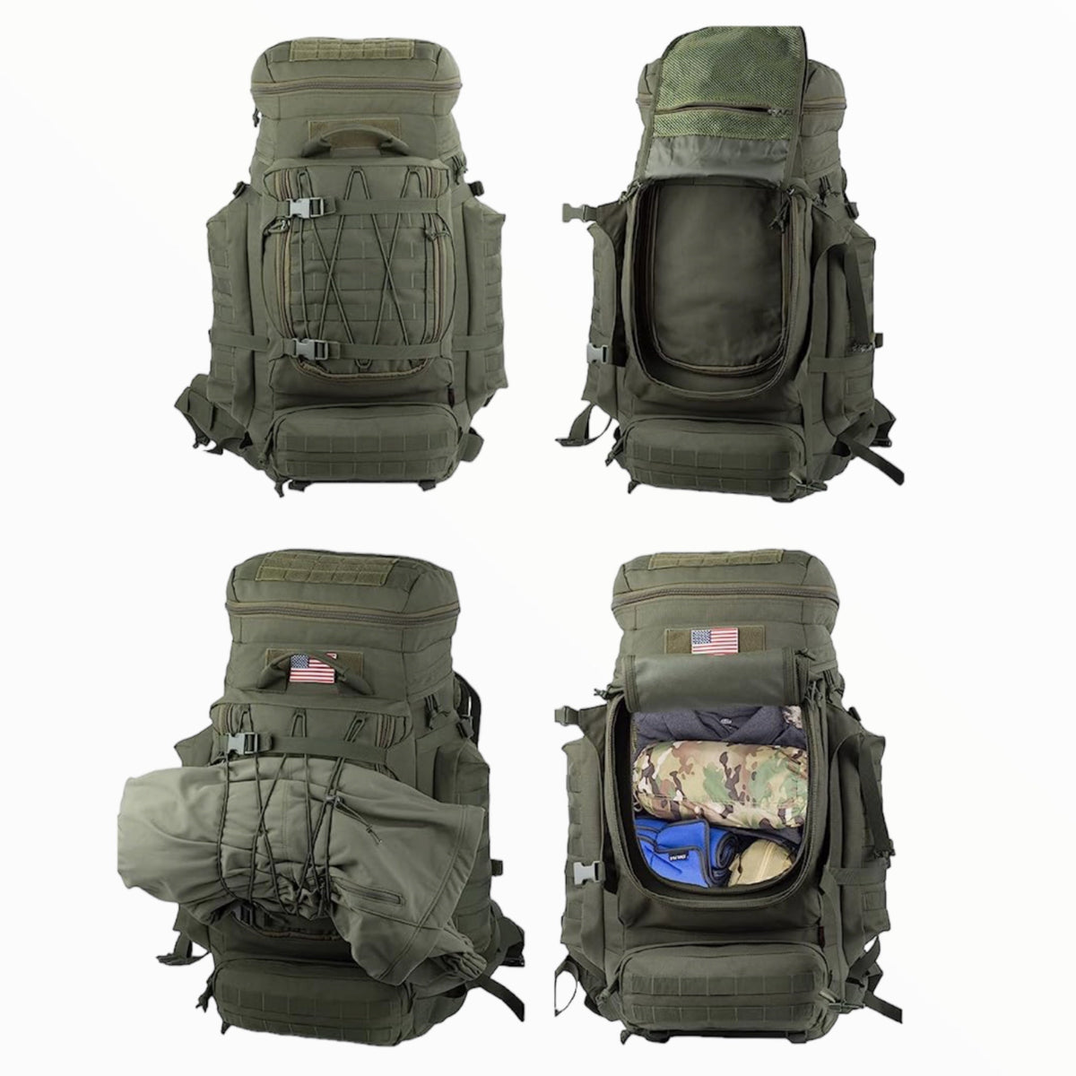 Mochila de marco interno de 70 litros con sistema MOLLE, modelo GJ741