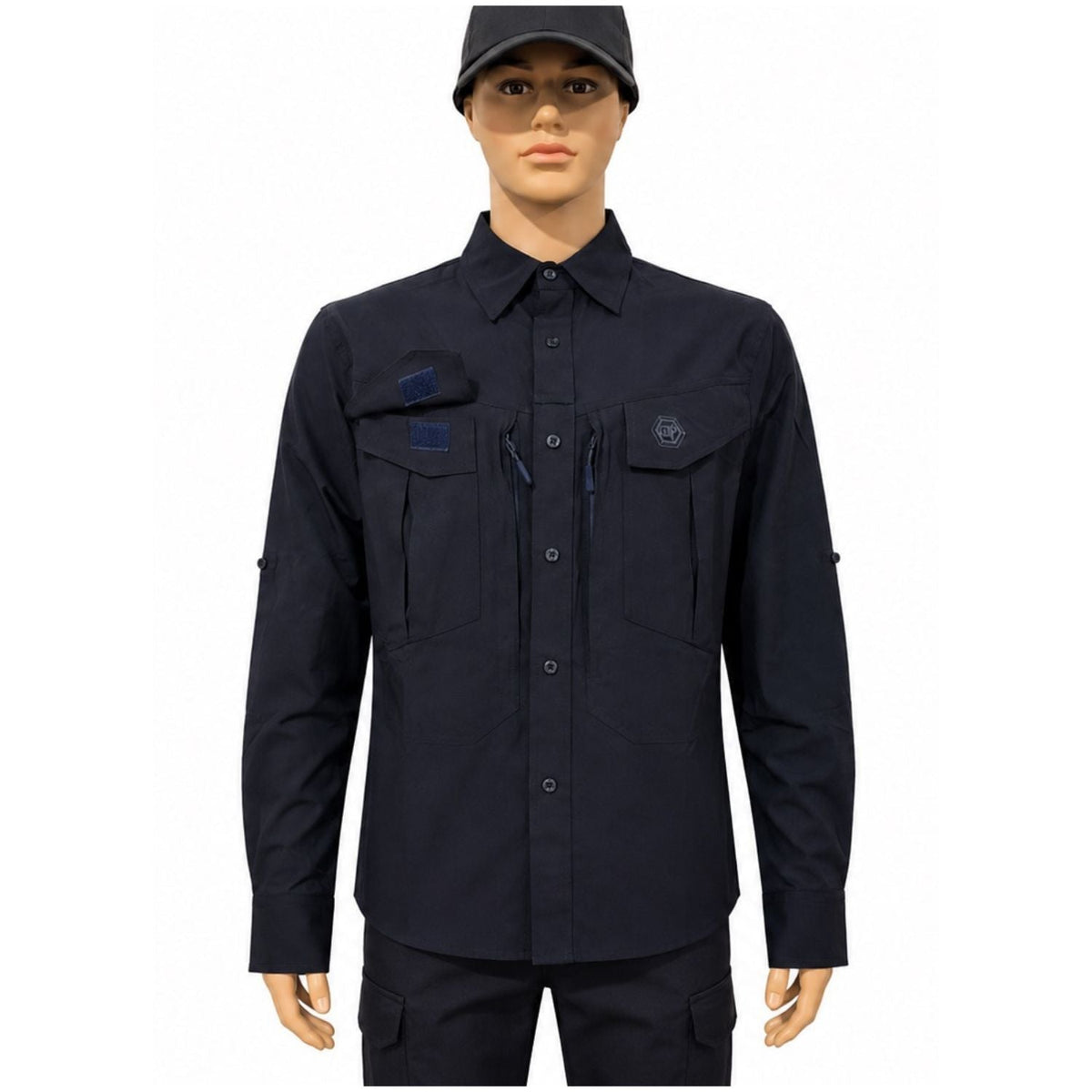 Camisa táctica de manga larga con malla trasera y bolsillos con cierre (G055)