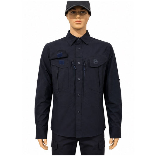 Camisa táctica de manga larga con malla trasera y bolsillos con cierre (G055)
