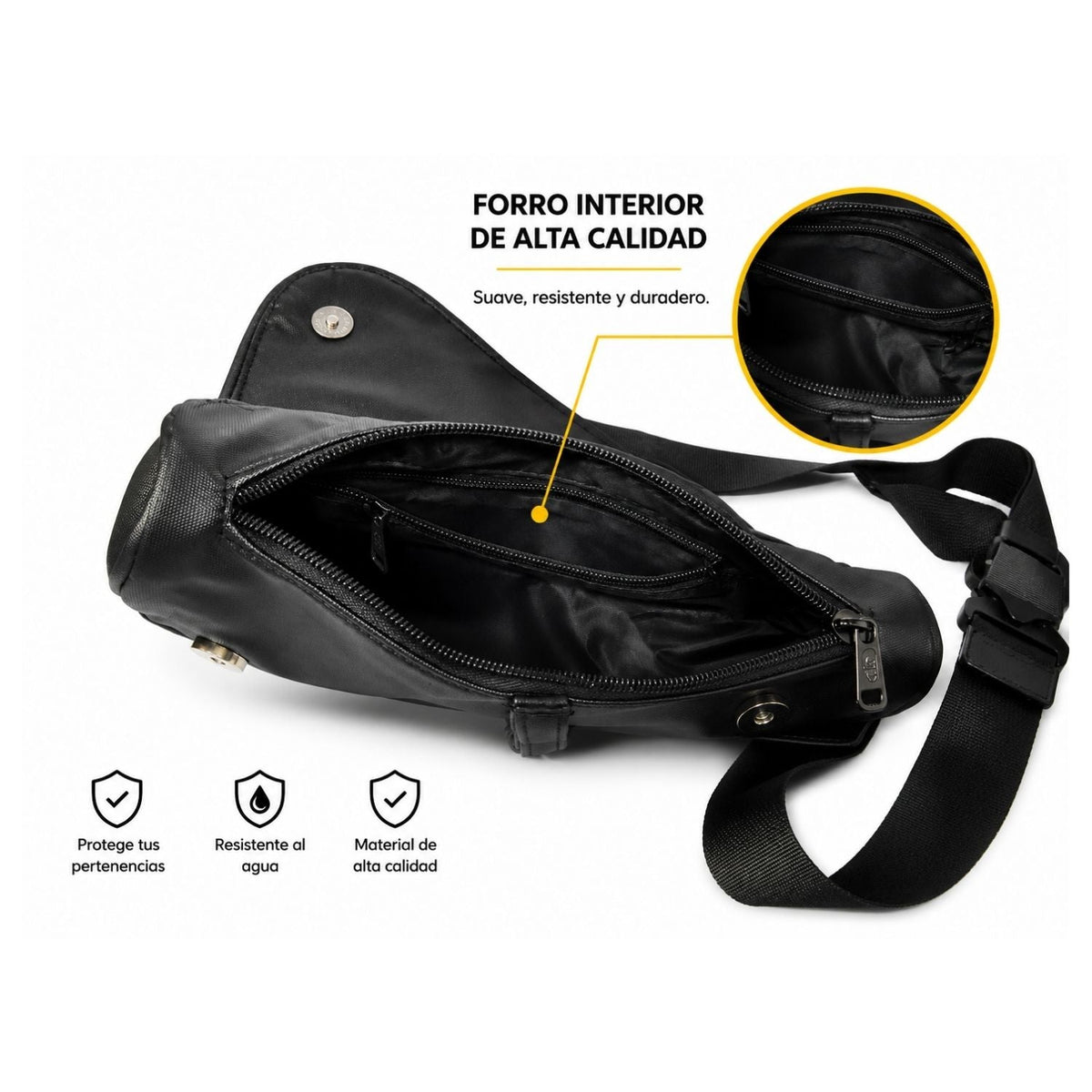 Mochila bandolera compacta resistente al agua con broche rápido metálico - foto 3