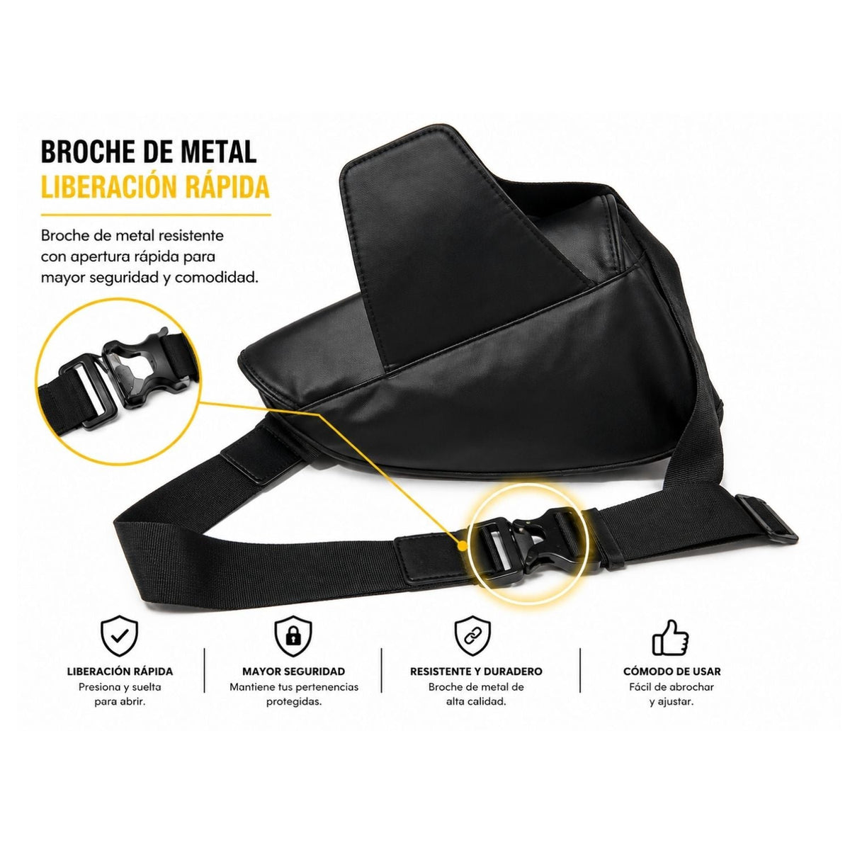 Mochila bandolera compacta resistente al agua con broche rápido metálico - foto 6