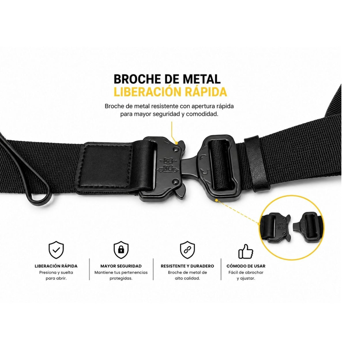 Mochila bandolera compacta resistente al agua con broche rápido metálico - foto 5
