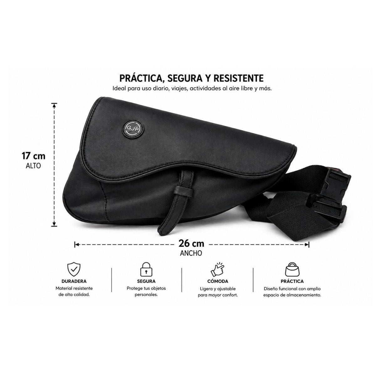 Mochila bandolera compacta resistente al agua con broche rápido metálico - foto 4