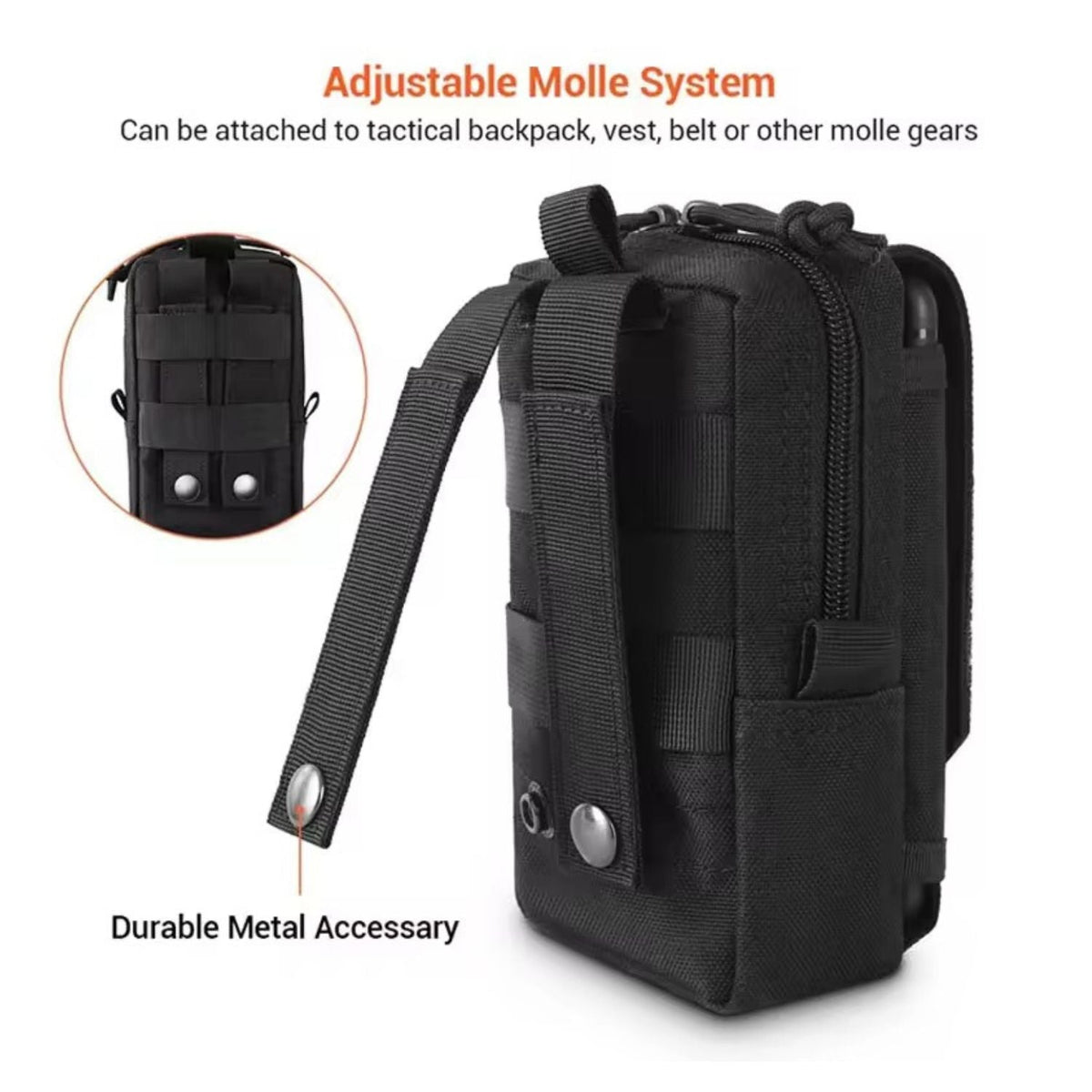Pouch MOLLE de nylon impermeable de 17 x 10 x 5 cm con solapa de velcro - foto 5