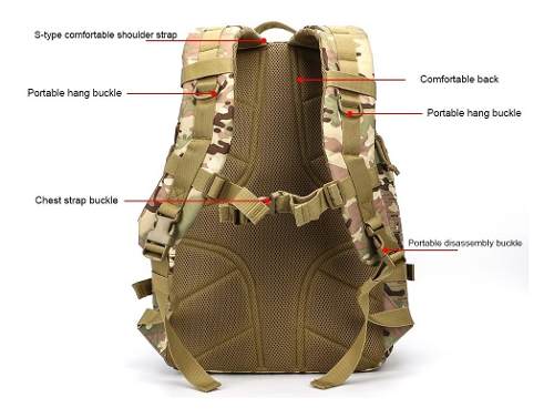 Mochila táctica de 45 litros de alta resistencia para laptop (WZ917) - foto 4