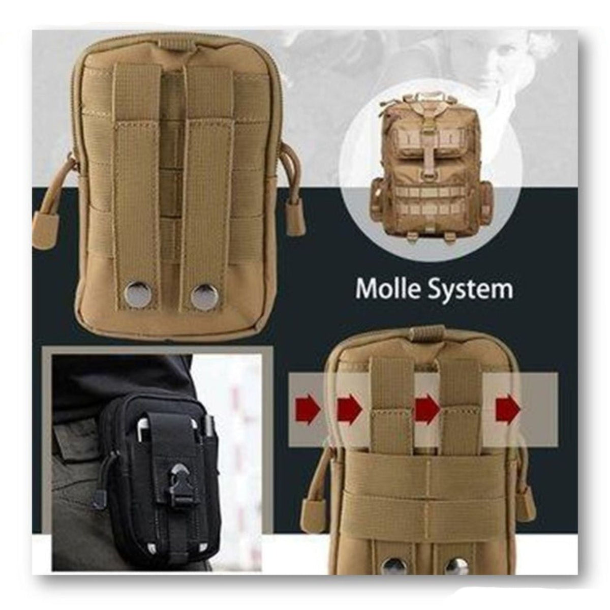 Bolsa táctica para celular con sistema Molle, nylon 600D (8031S) - foto 12