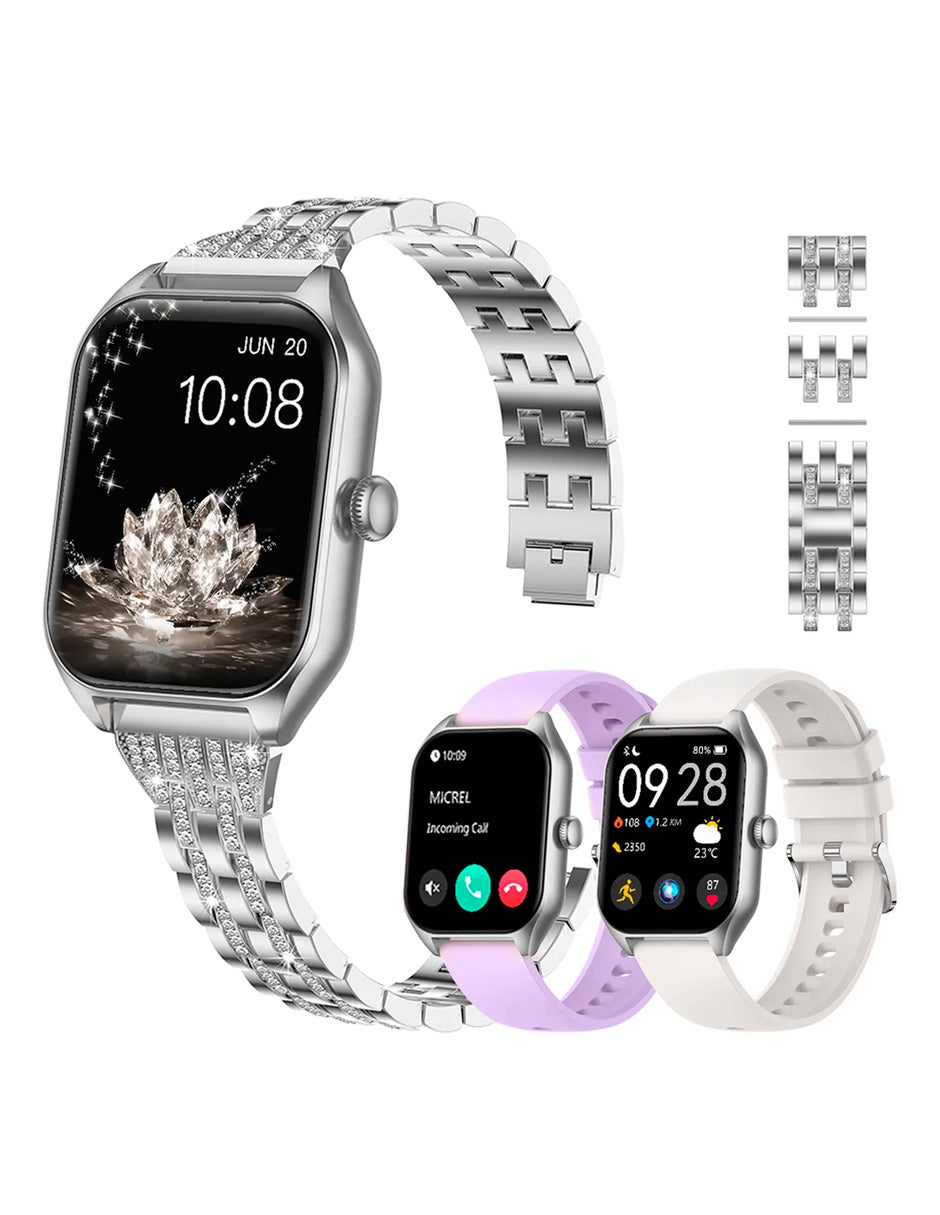 Smartwatch H40 con voz IA y llamada Bluetooth Plata
