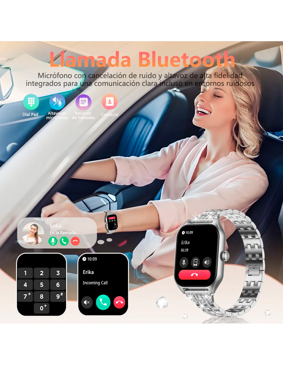 Smartwatch H40 con voz IA y llamada Bluetooth Plata