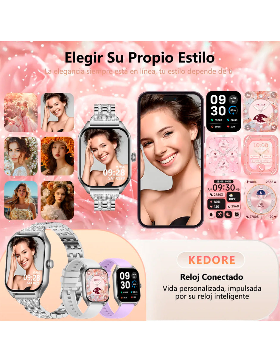 Smartwatch H40 con voz IA y llamada Bluetooth Plata