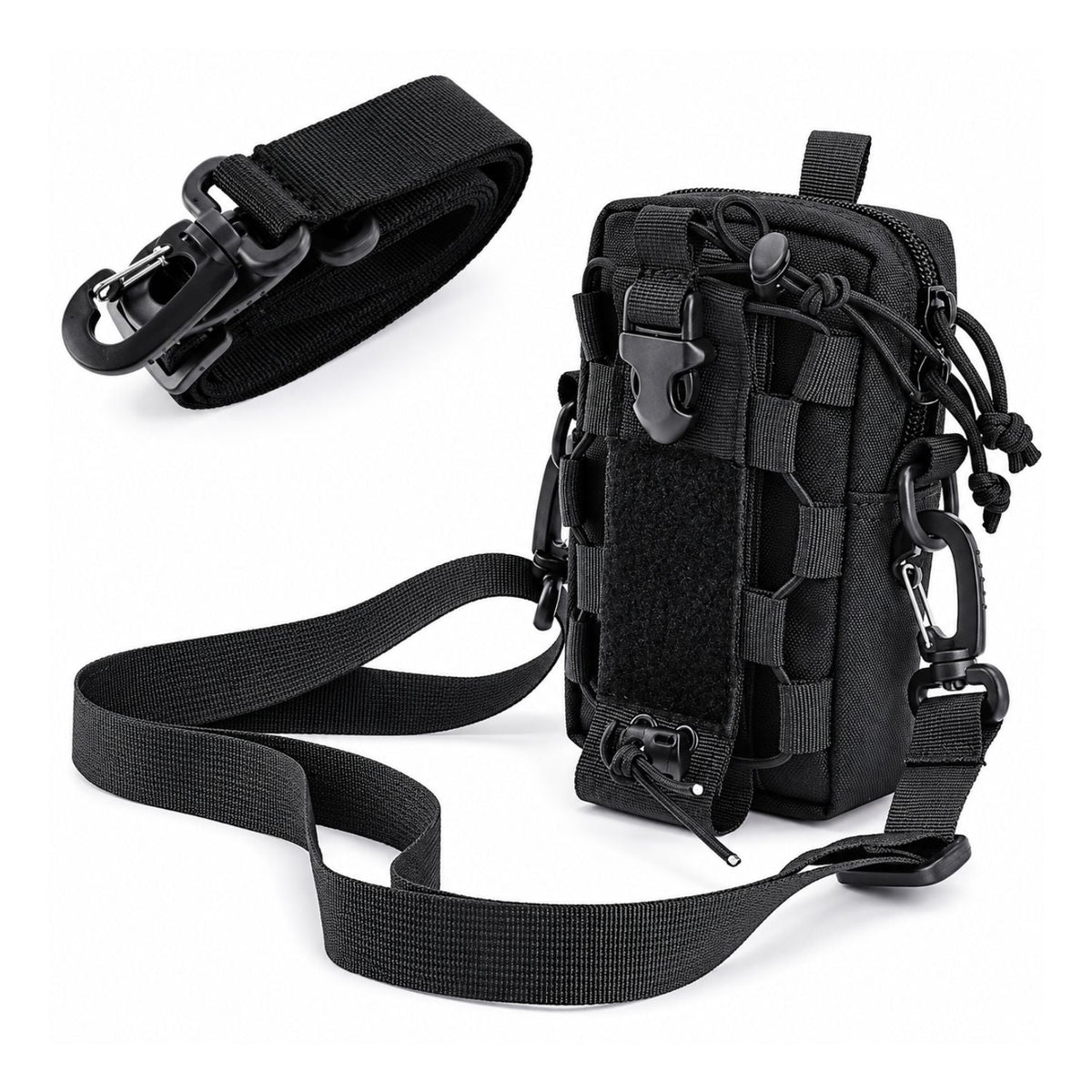 Bolsa táctica de hombro con sistema MOLLE, velcro y correa desmontable - foto 2