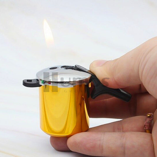 Encendedores rellenables con formas de mini olla, balón, mochila y cañón, DHj