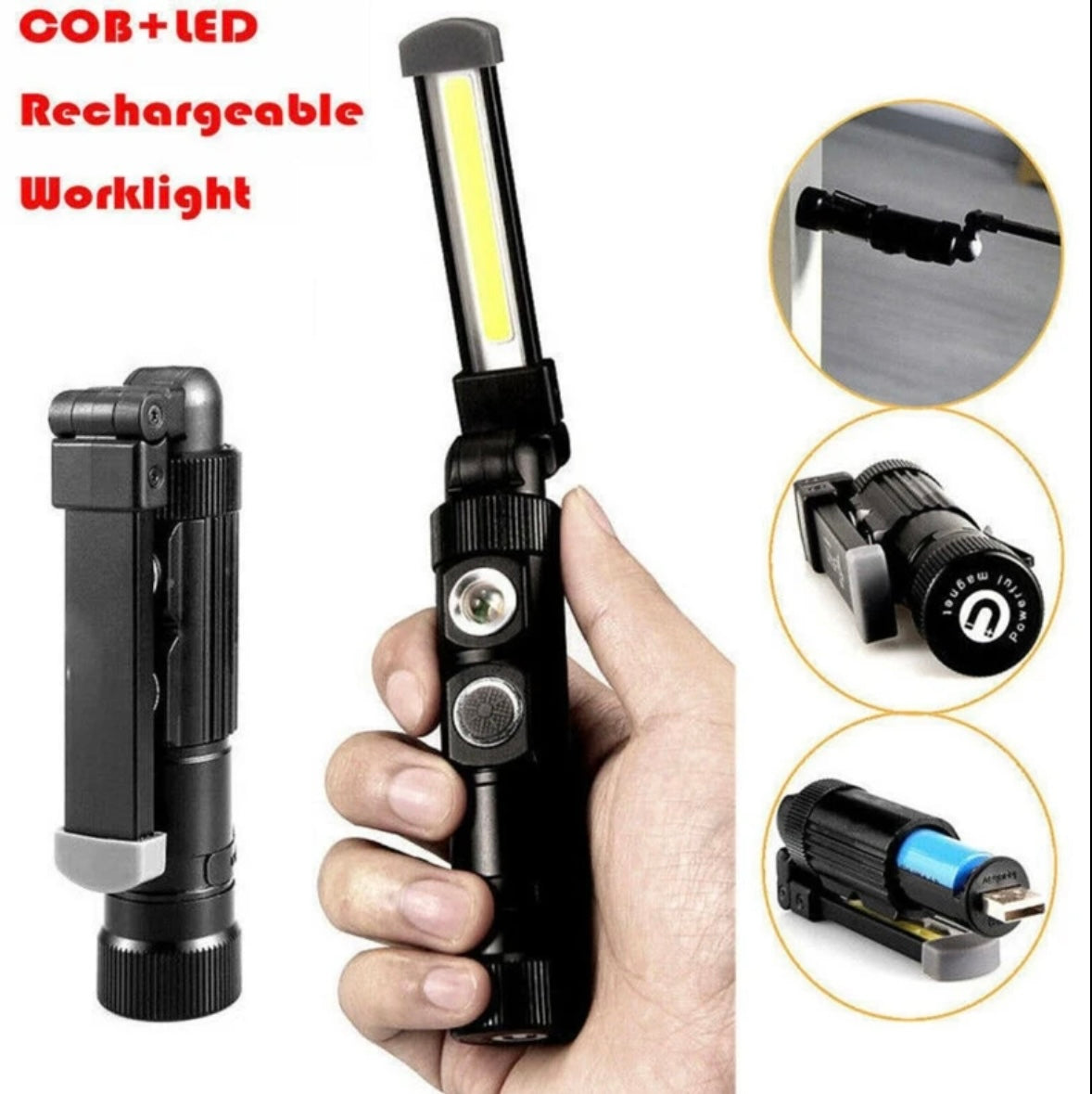 Lámpara magnética con luz blanca, roja y negra, 5 pasos - foto 3