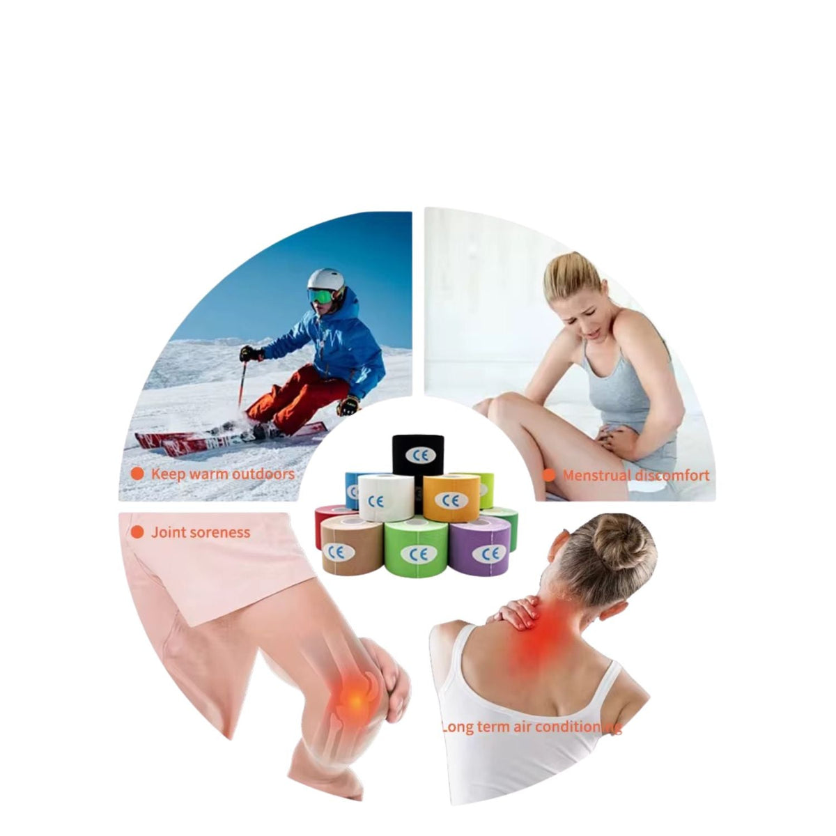 Cinta kinesiológica elástica y transpirable para deporte y soporte - foto 5