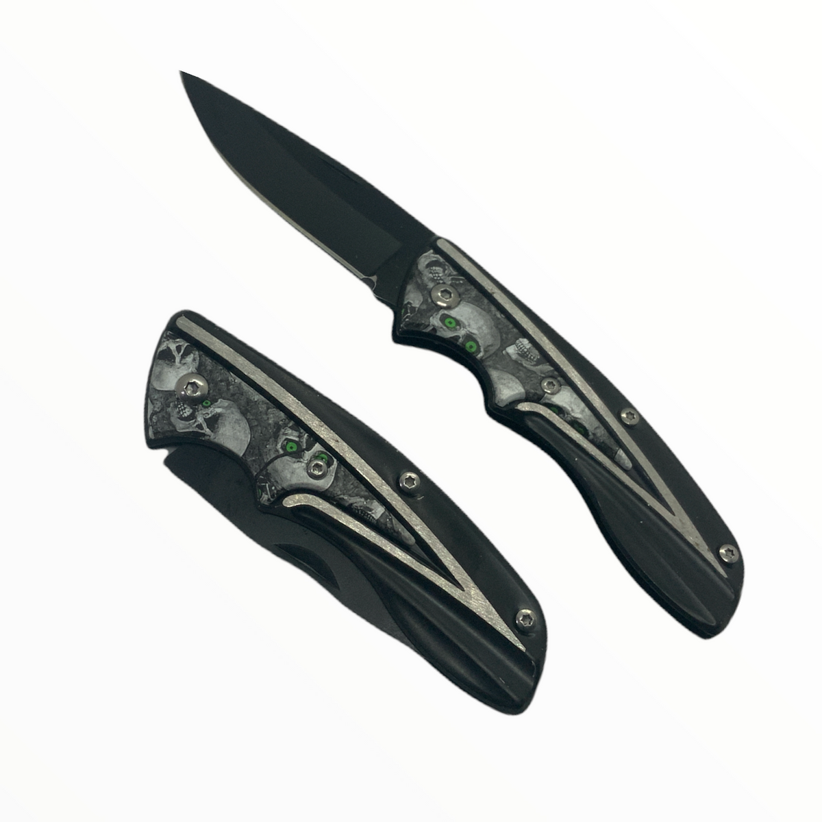 Navaja plegable con diseño de calavera, modelo JF044