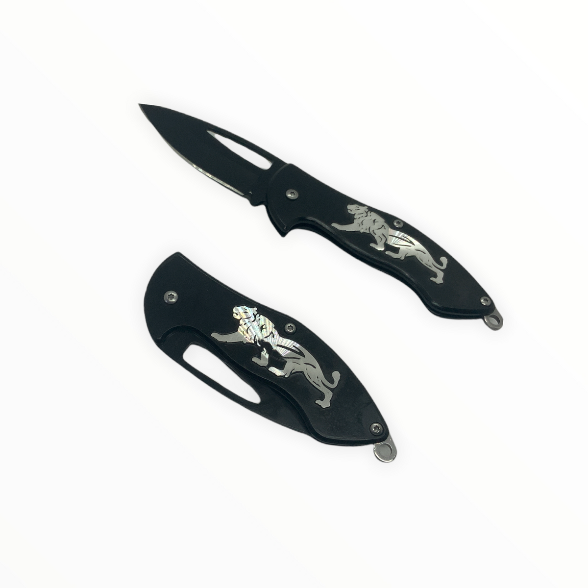 Navaja plegable con diseño de león, modelo JF080