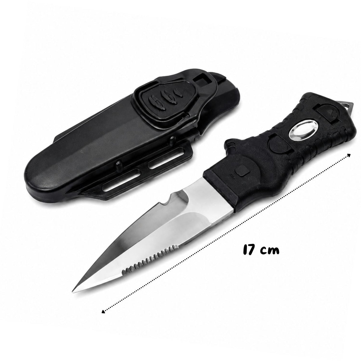 Cuchillo de hoja fija 17 cm con funda rígida y rompecristales (JF1019) - foto 2