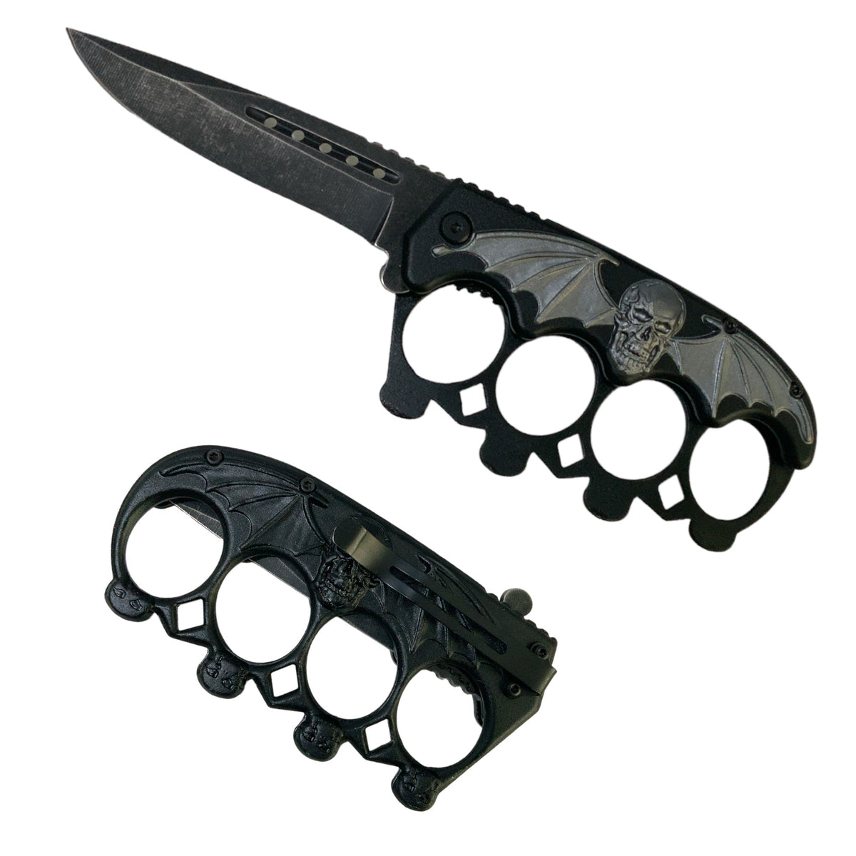 Navaja plegable con diseño de calaveras, modelo JF256B