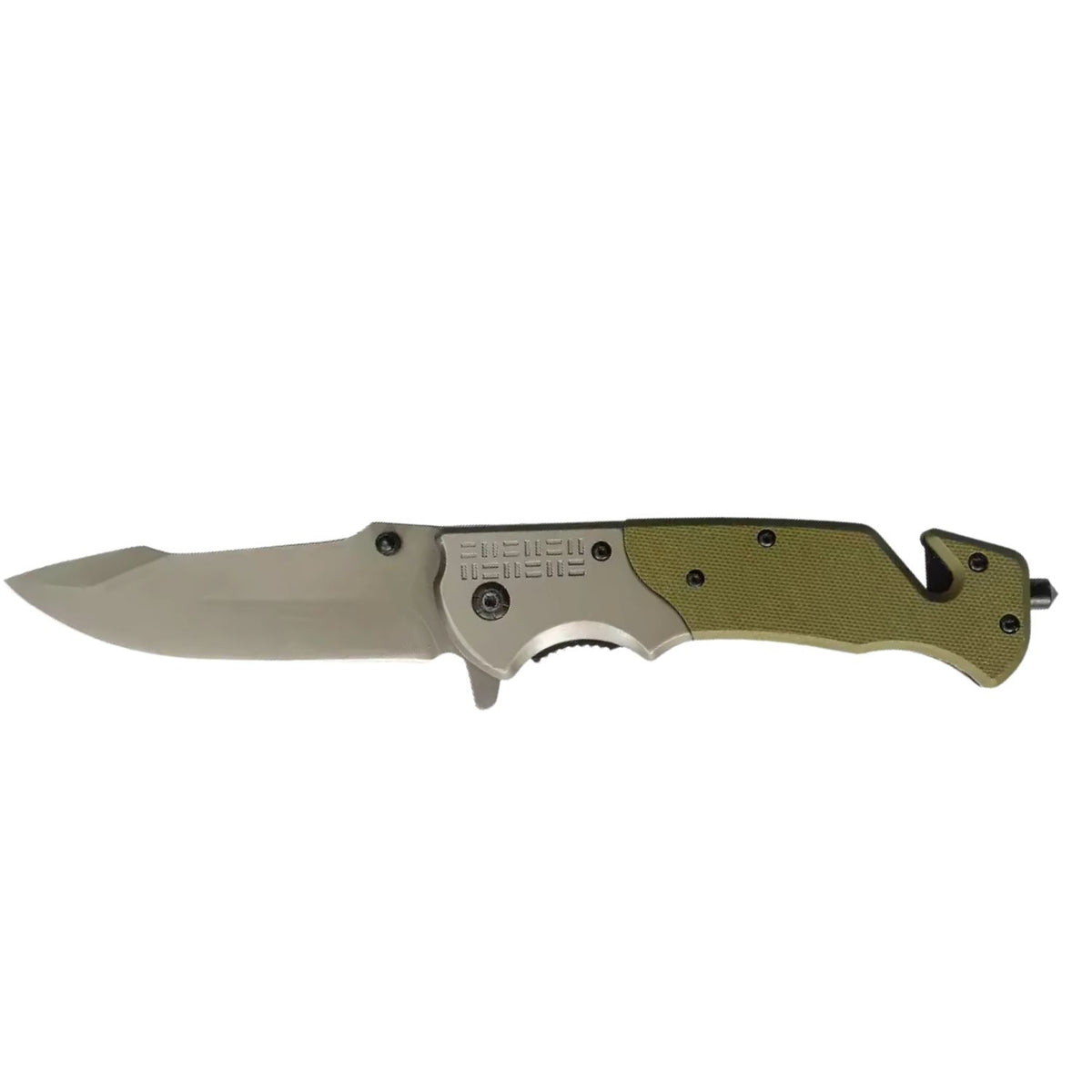 Navaja plegable táctica EDC verde militar con apertura rápida y clip