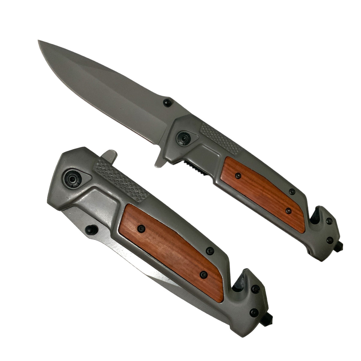 Navaja plegable manual con corta soga y rompe vidrios, serie JF