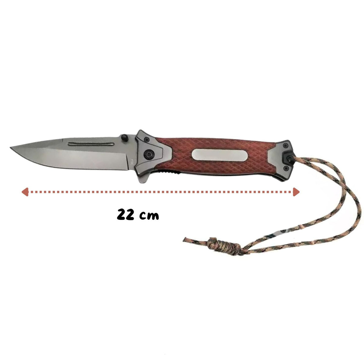 Navaja táctica con paracord y clip, hoja de acero inoxidable de 22 cm - foto 3
