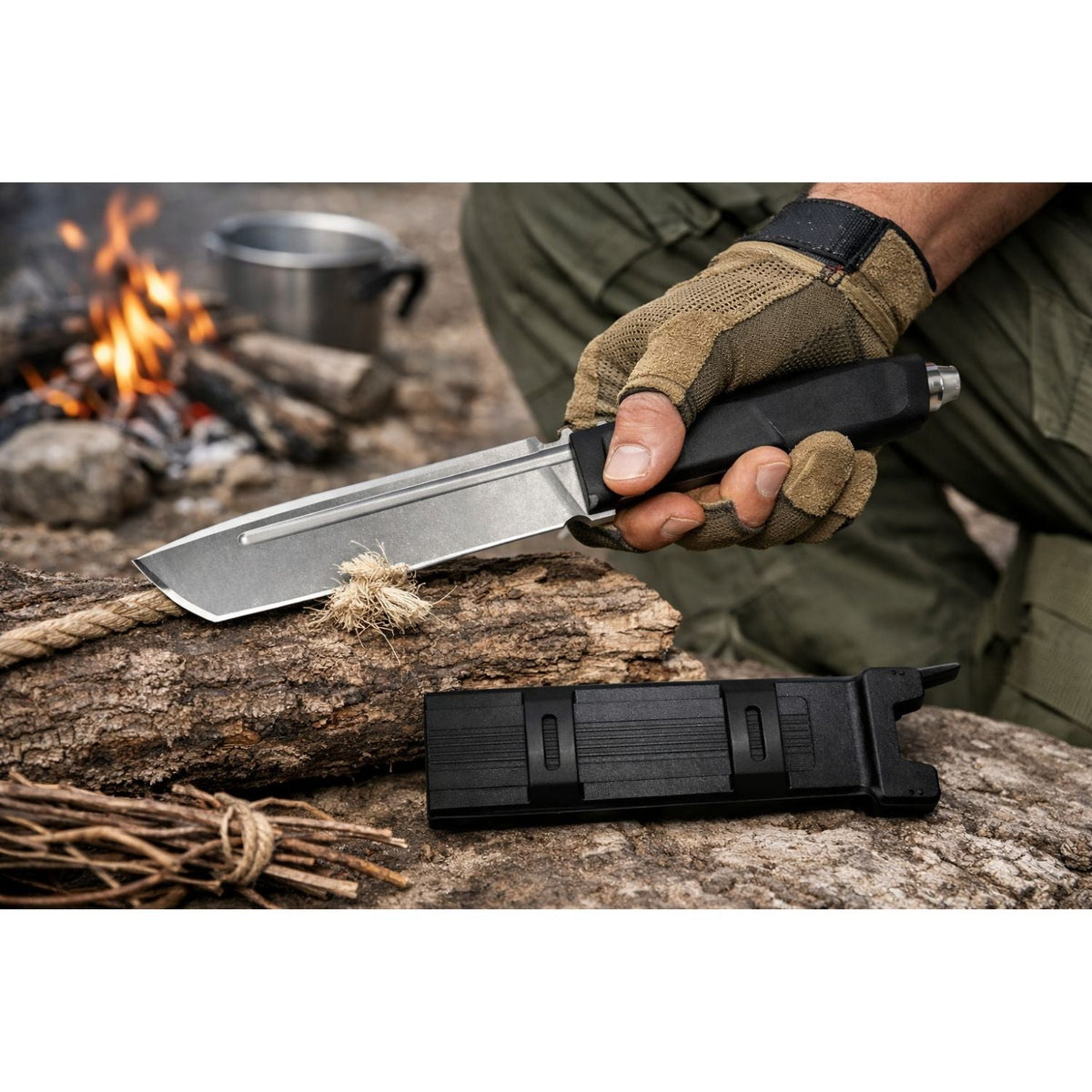 Cuchillo de hoja fija para camping con funda rígida de cinturón - foto 3
