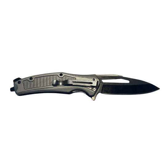 Navaja manual con rompe vidrios, clip y mango antiderrapante JF831