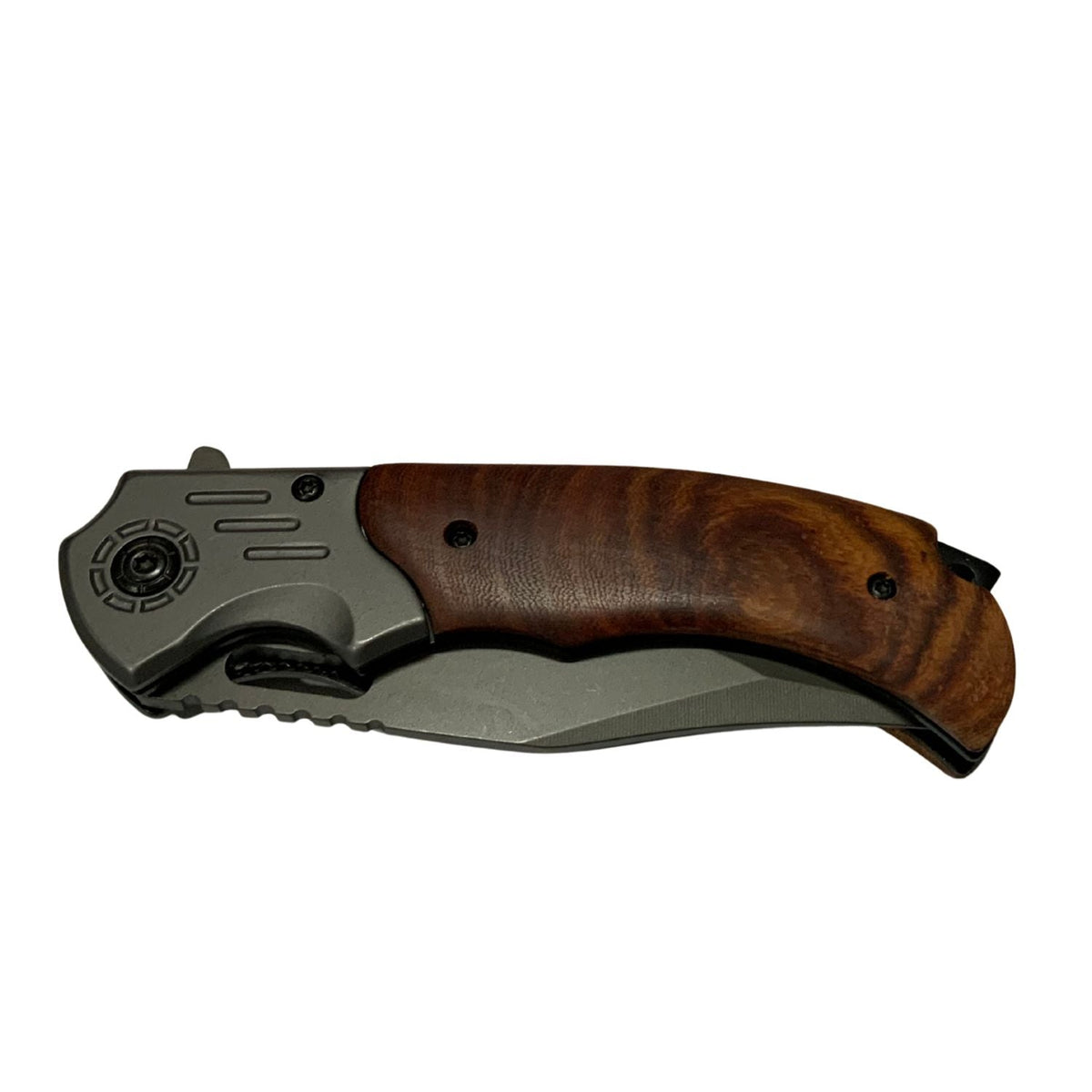Navaja plegable de 21 cm con hoja clip point y mango de madera pulida - foto 2
