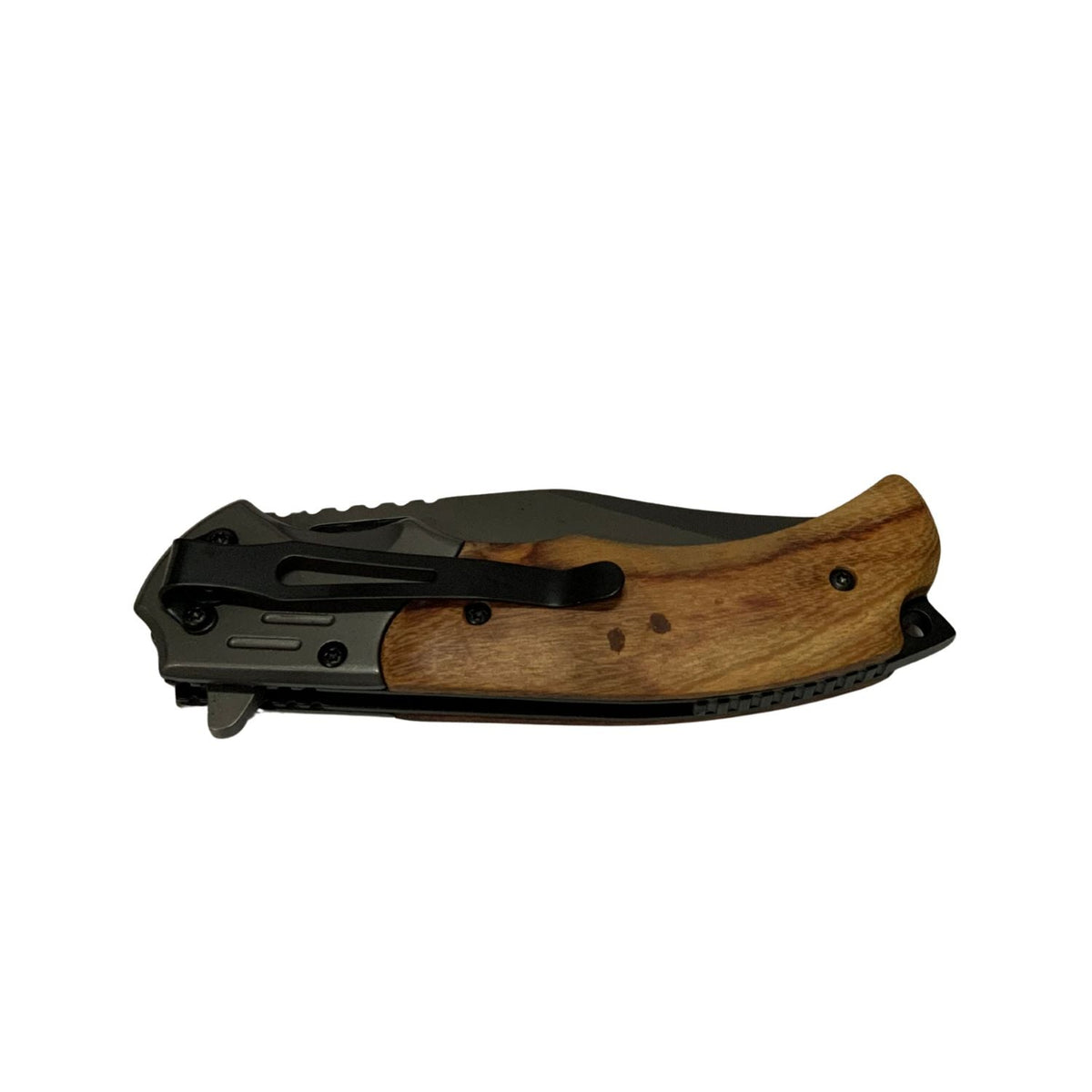 Navaja plegable de 21 cm con hoja clip point y mango de madera pulida - foto 3