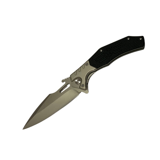 Navaja táctica de apertura automática de 23 cm con clip y destapador