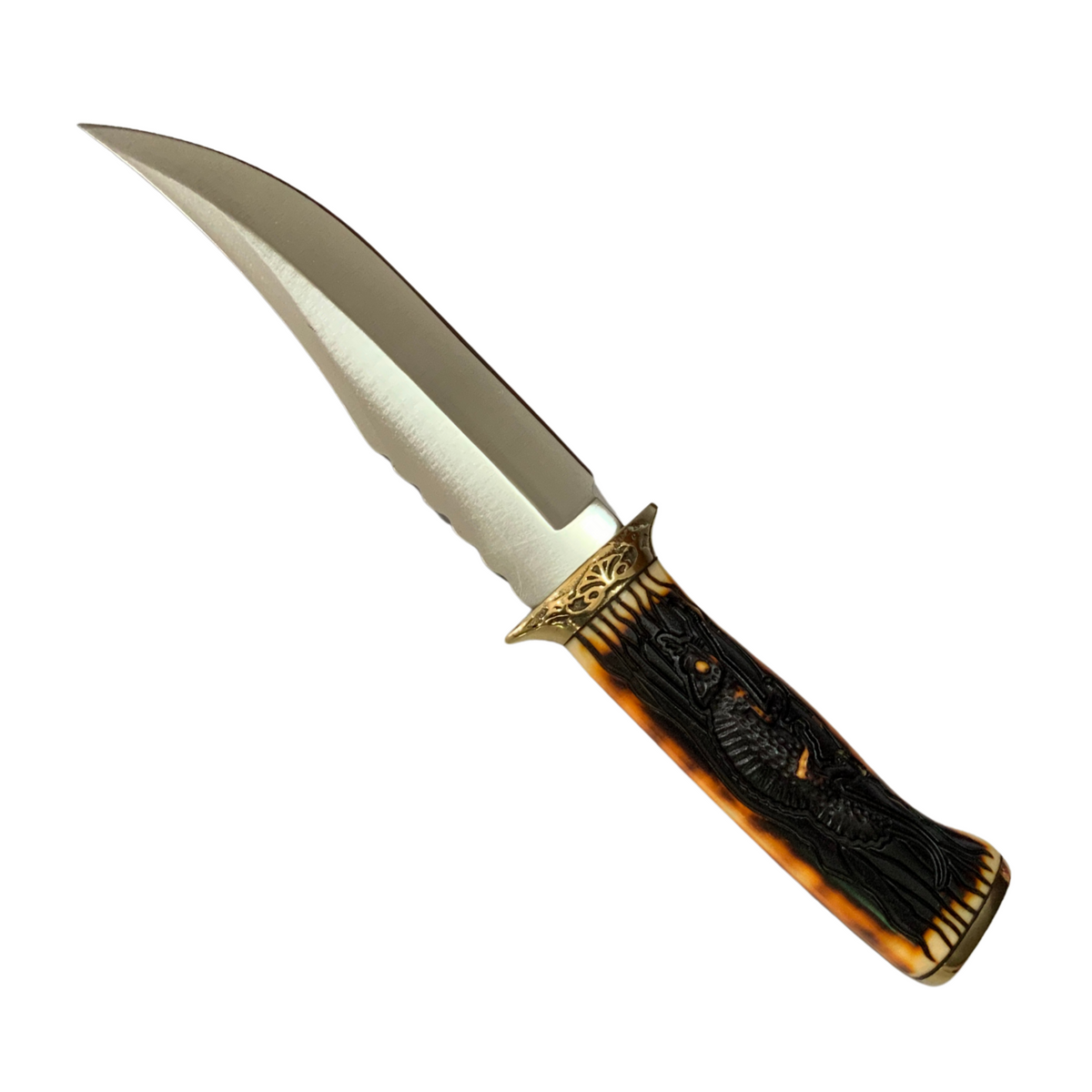 Cuchillo curvo de 26 cm con mango de dragón en relieve y funda
