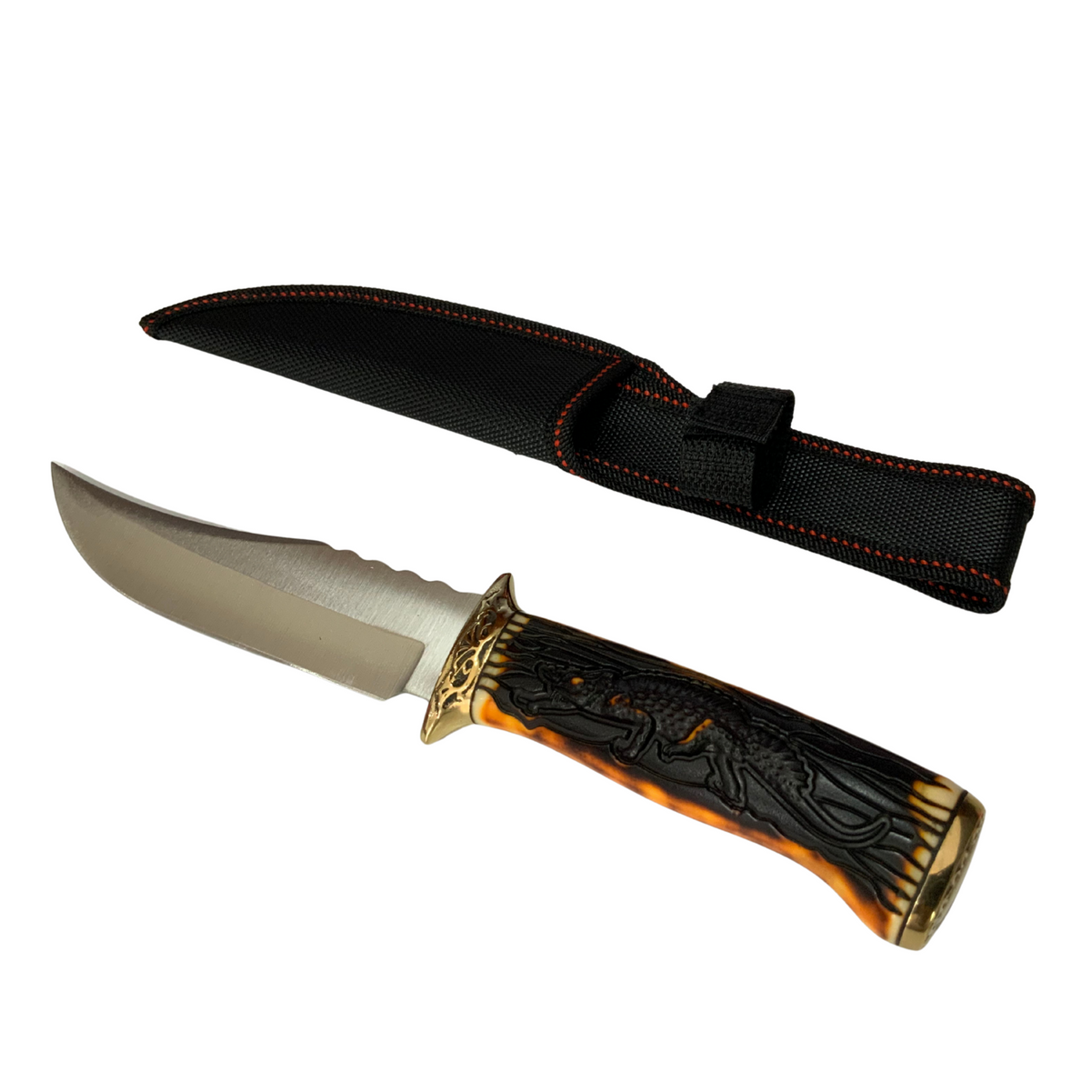 Cuchillo curvo de 26 cm con mango de dragón en relieve y funda - foto 2