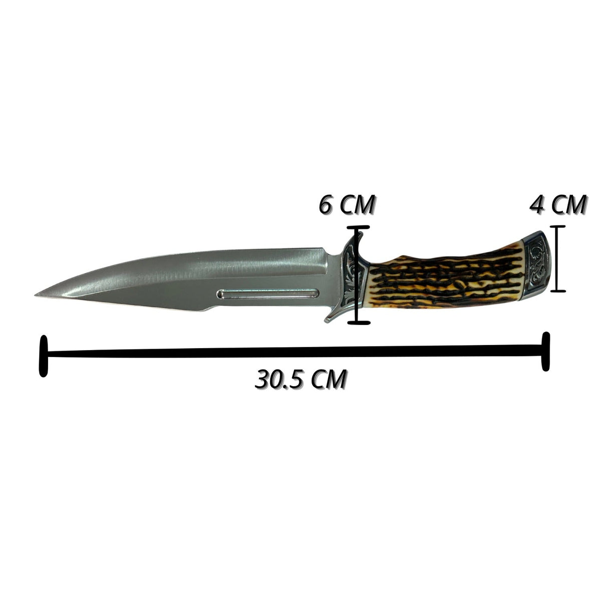 Cuchillo Bowie de acero inoxidable con mango estilo asta de ciervo - foto 2