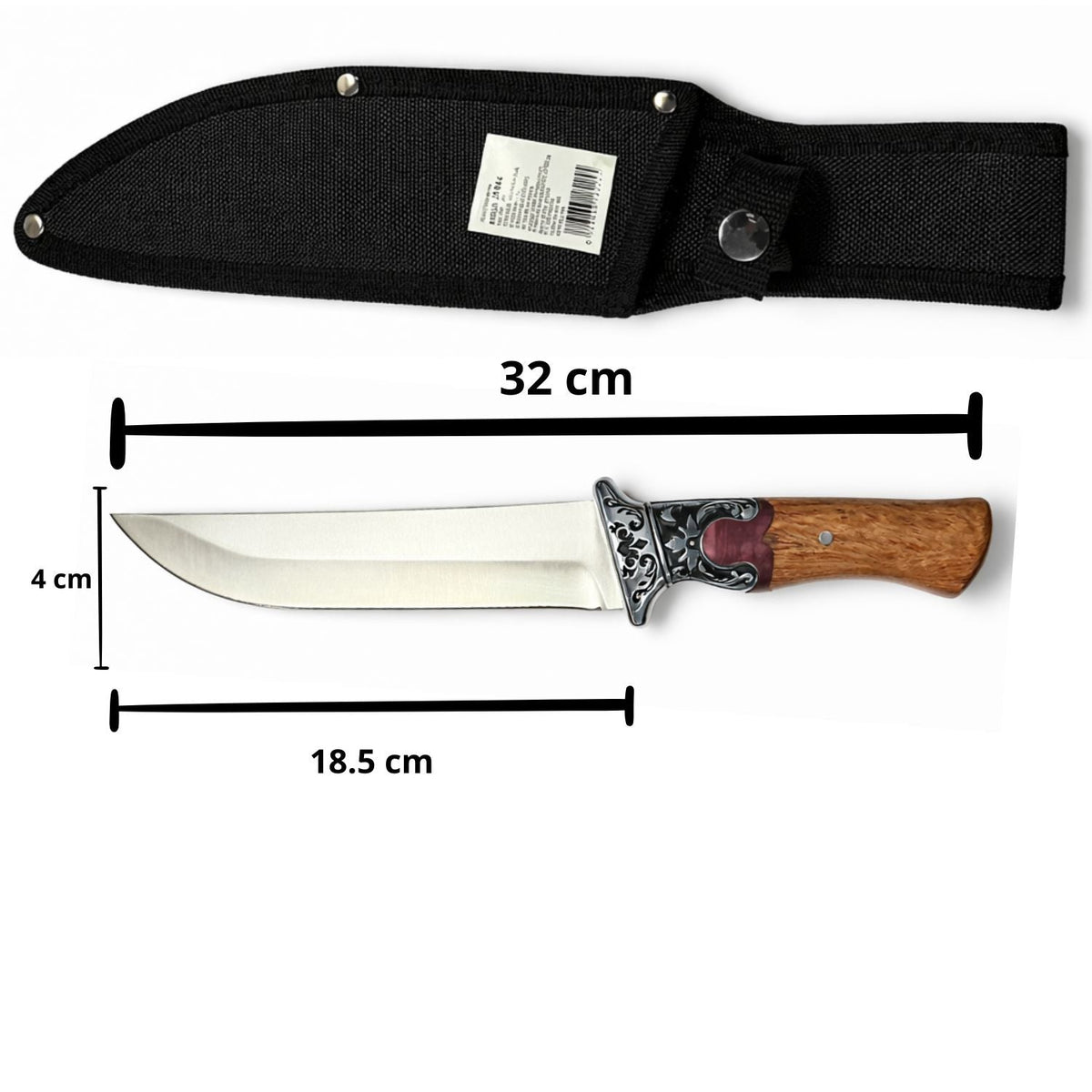 Cuchillo multiuso de acero inoxidable de 32 cm con funda para cinturón - foto 2