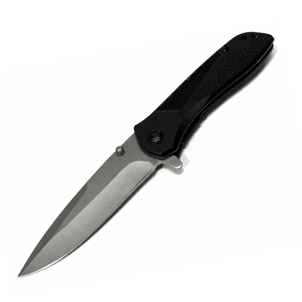 Navaja plegable táctica de acero inoxidable con clip, hoja drop point