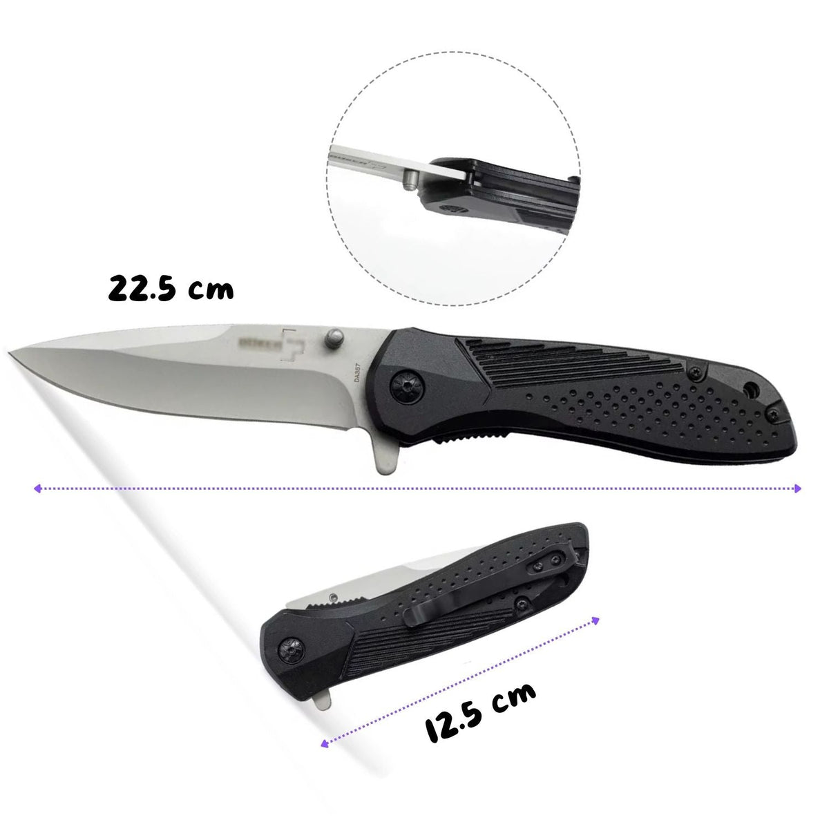 Navaja plegable táctica de acero inoxidable con clip, hoja drop point - foto 2