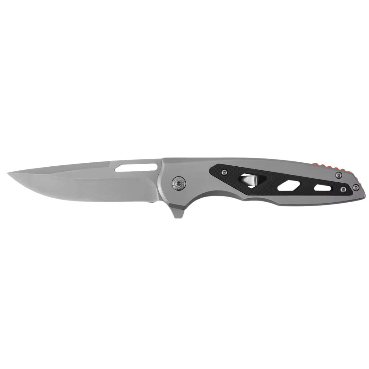 Navaja plegable con apertura flipper, liner lock y clip, 21 cm abierta