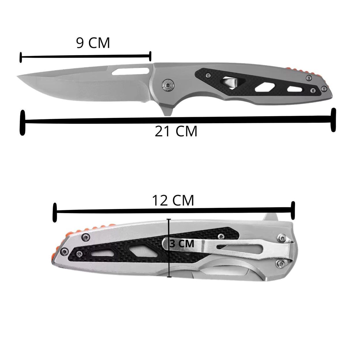 Navaja plegable con apertura flipper, liner lock y clip, 21 cm abierta - foto 3