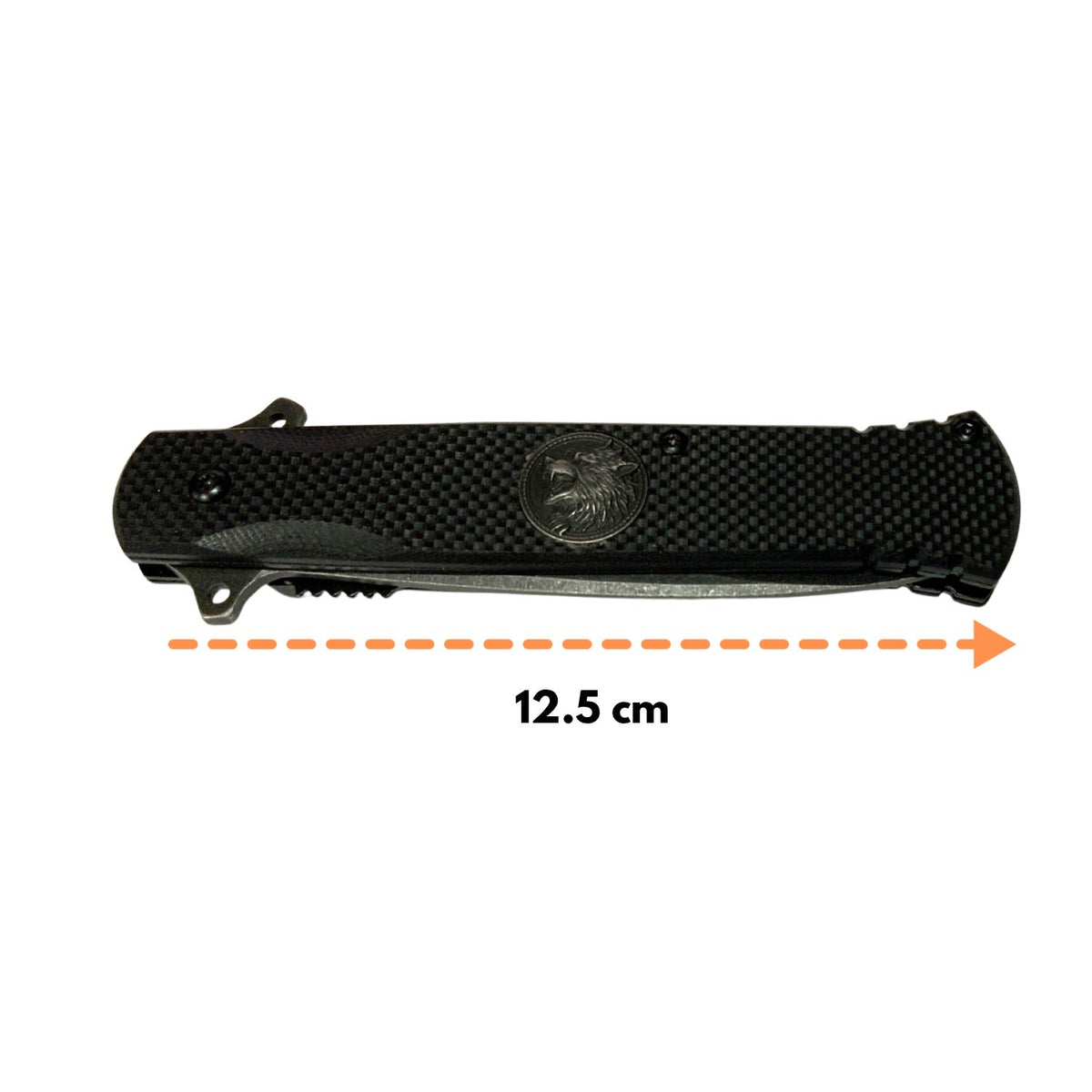 Navaja EDC totalmente negra, hoja de 9 cm, mango texturizado y clip - foto 3