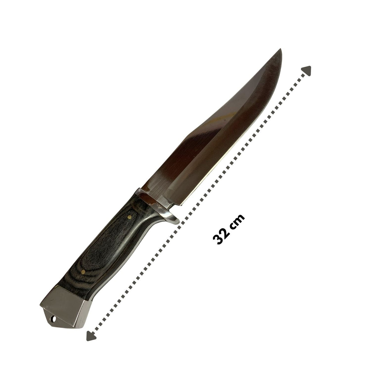 Cuchillo cazador de acero inoxidable con mango tipo madera y punta clip - foto 3