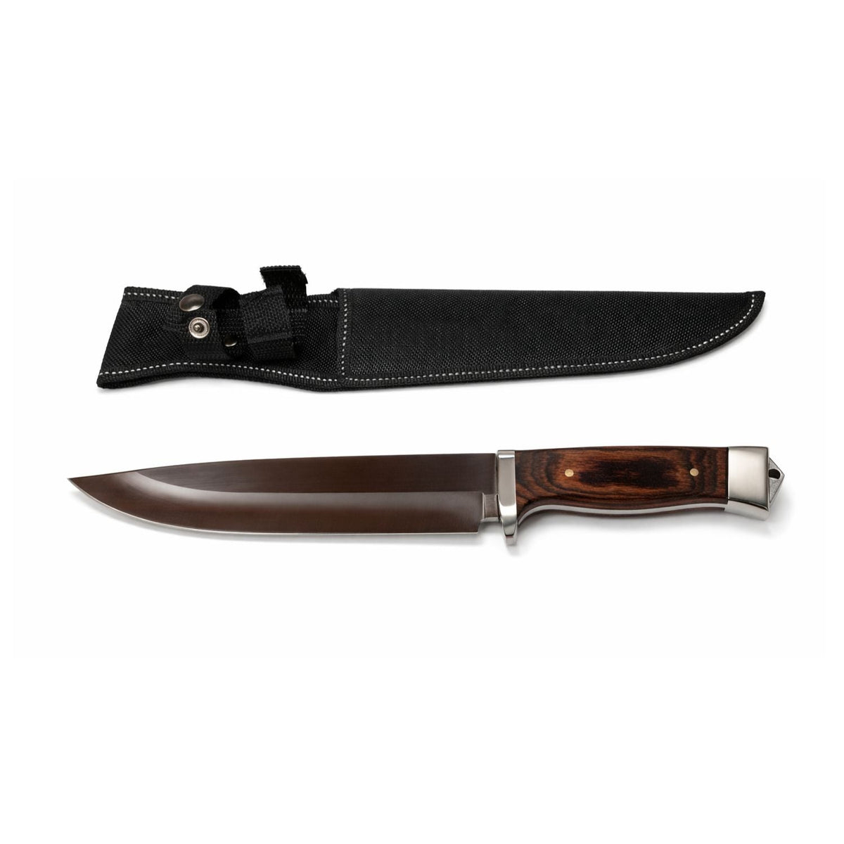Cuchillo tipo Bowie de 33 cm con mango de madera, guardamanos y funda - foto 2