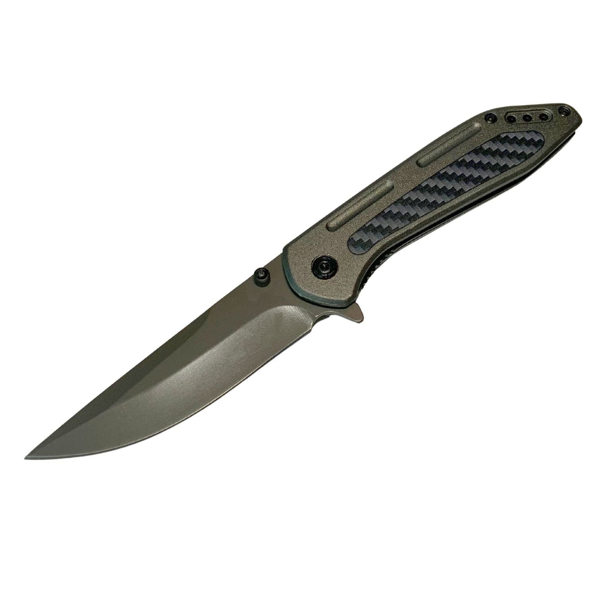Navaja OTF spear point de 20 cm con mango texturizado y clip reversible