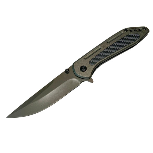 Navaja OTF spear point de 20 cm con mango texturizado y clip reversible