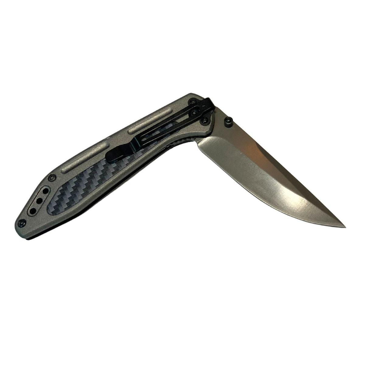 Navaja OTF spear point de 20 cm con mango texturizado y clip reversible - foto 2