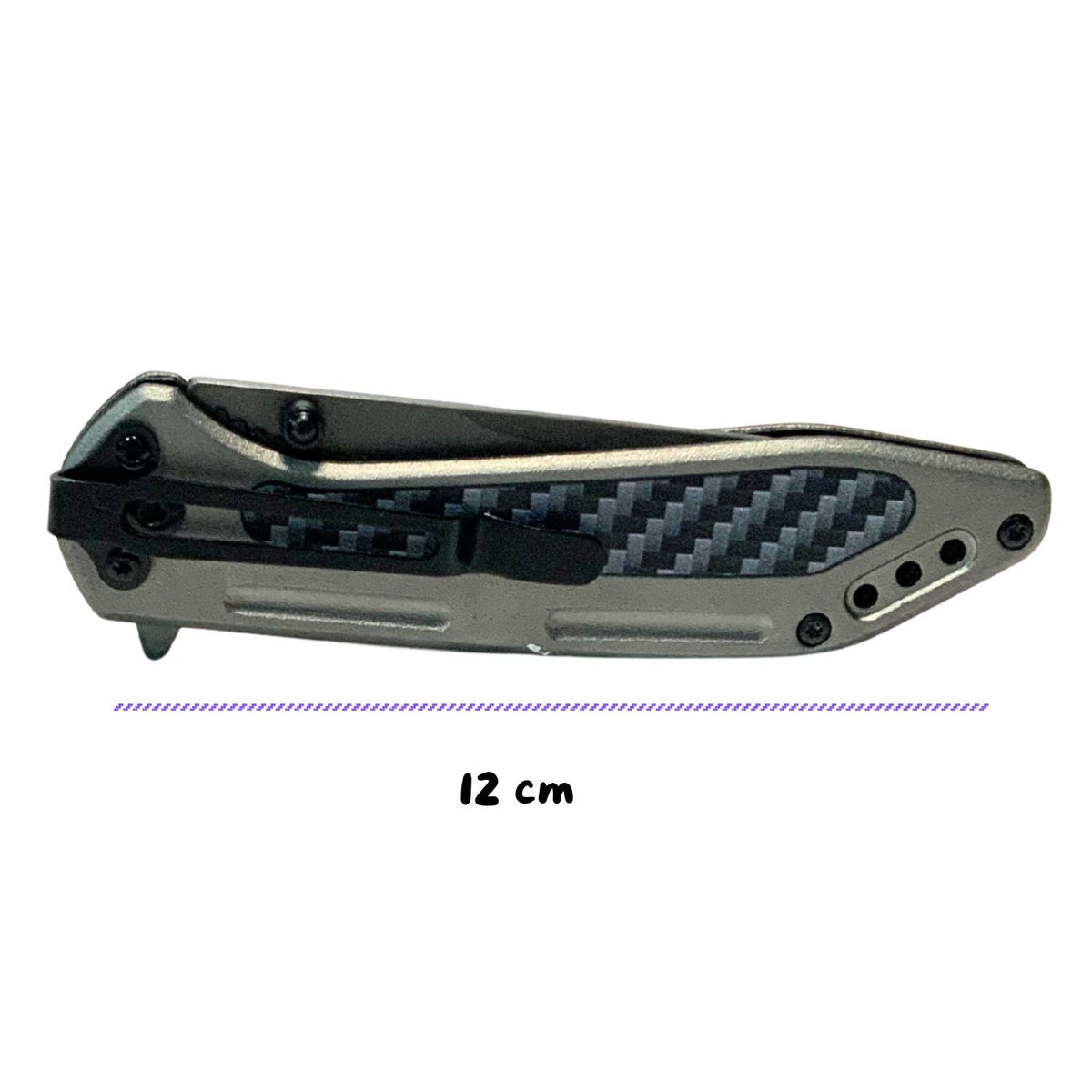 Navaja OTF spear point de 20 cm con mango texturizado y clip reversible - foto 3