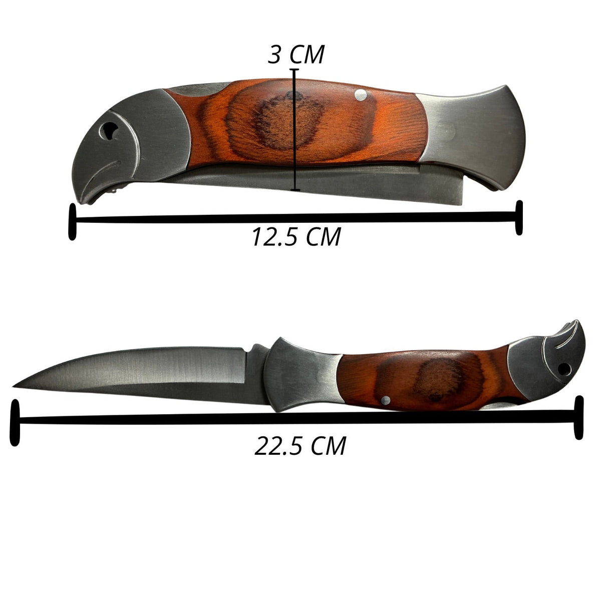Navaja plegable con mango de madera y remate de águila, acero inoxidable - foto 2
