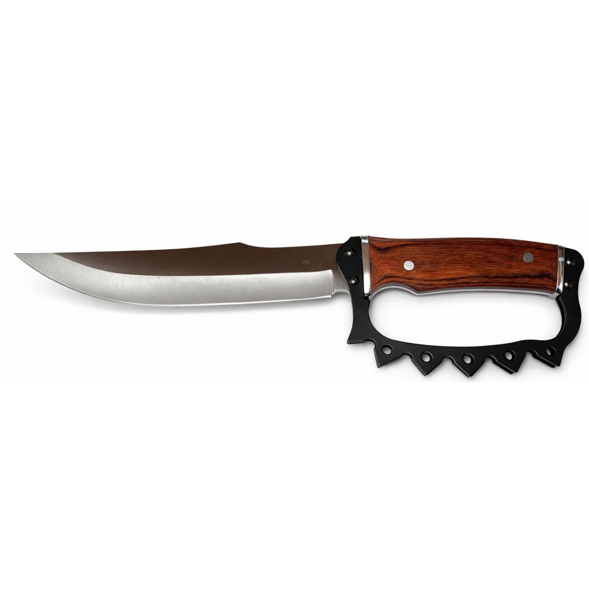 Cuchillo tipo Bowie de 32 cm para bushcraft con nudillera y funda
