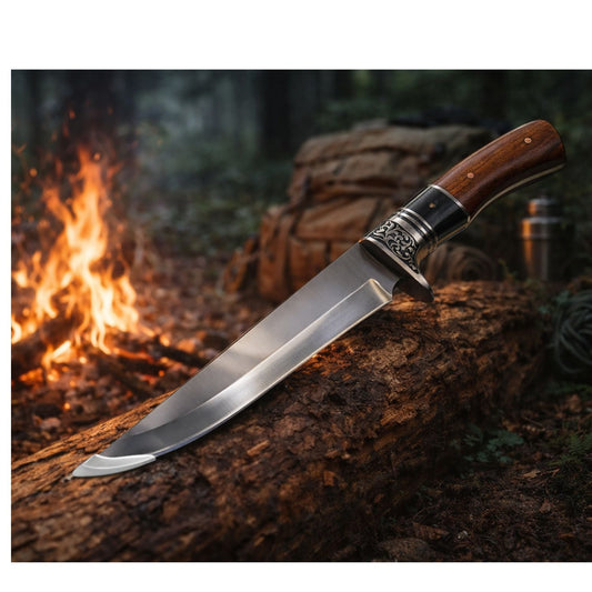 Cuchillo Bowie táctico de hoja fija de 34 cm con funda reforzada