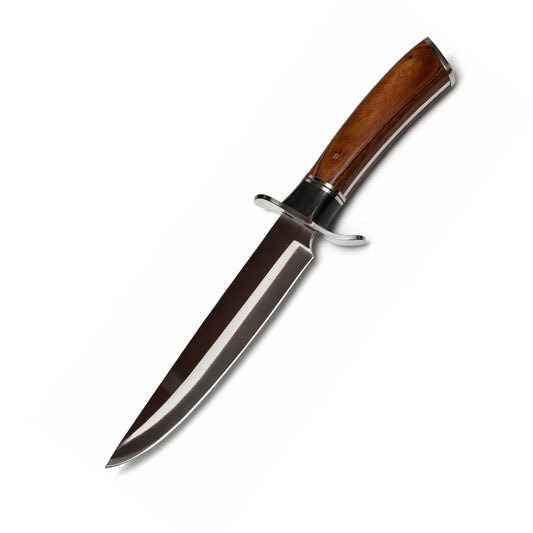 Cuchillo Bowie de campo de 33 cm con mango de madera y funda