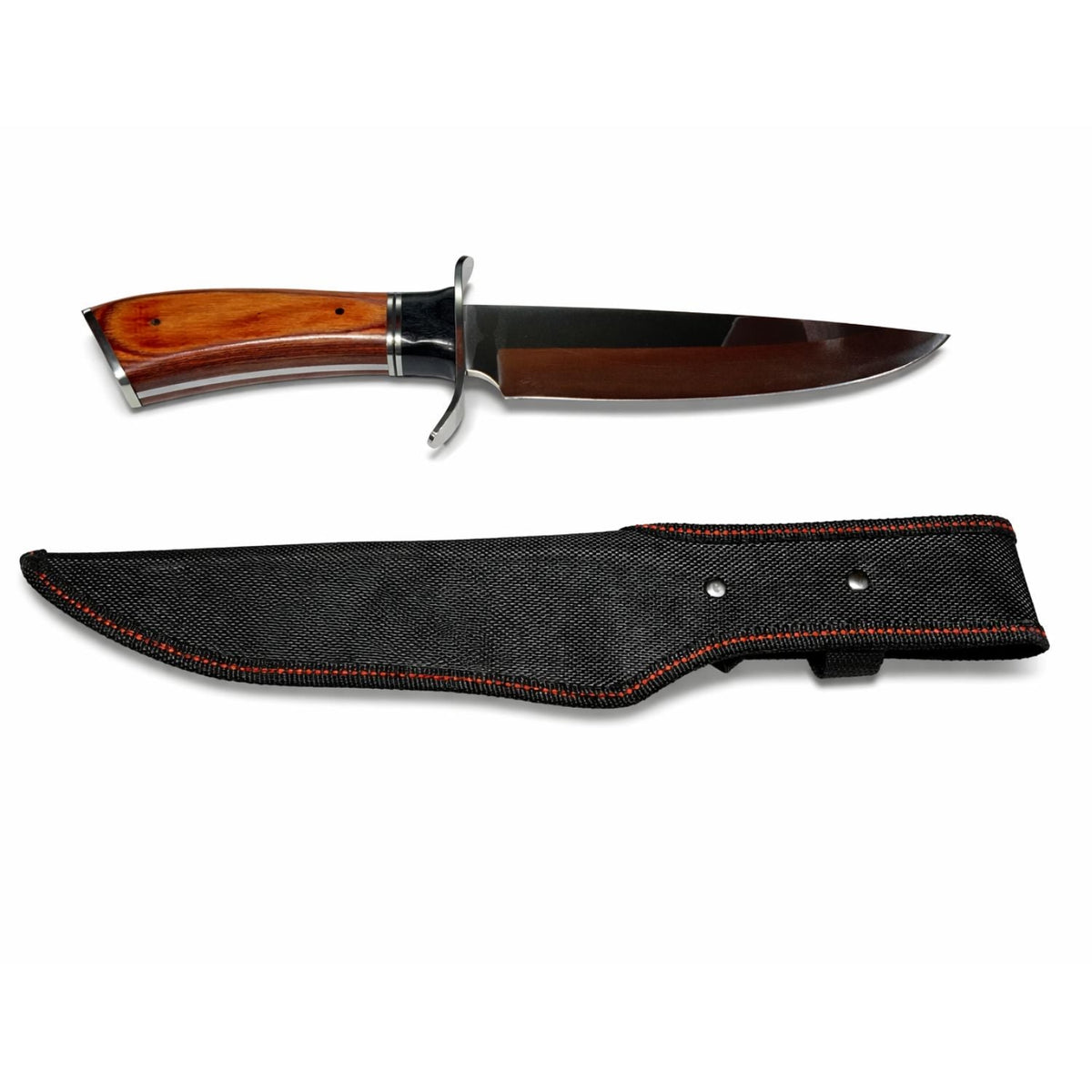 Cuchillo Bowie de campo de 33 cm con mango de madera y funda - foto 2