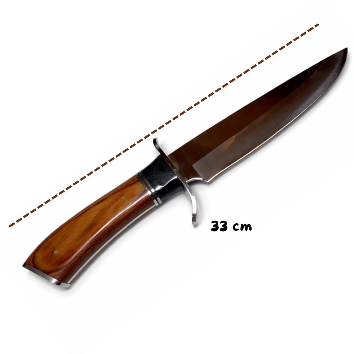 Cuchillo Bowie de campo de 33 cm con mango de madera y funda - foto 3